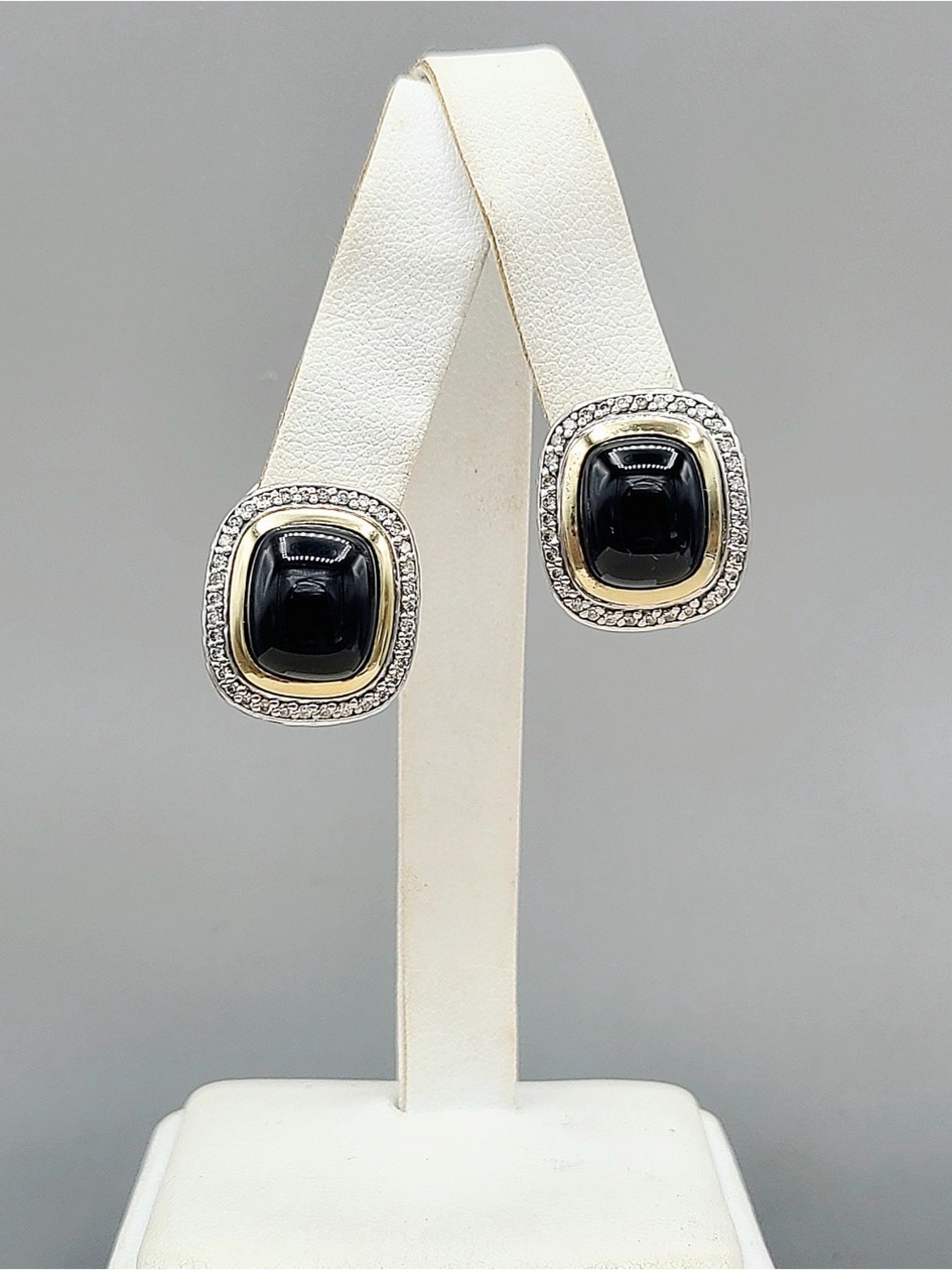 David Yurman Albion Earrings With Black Onyx Diamonds And Gold